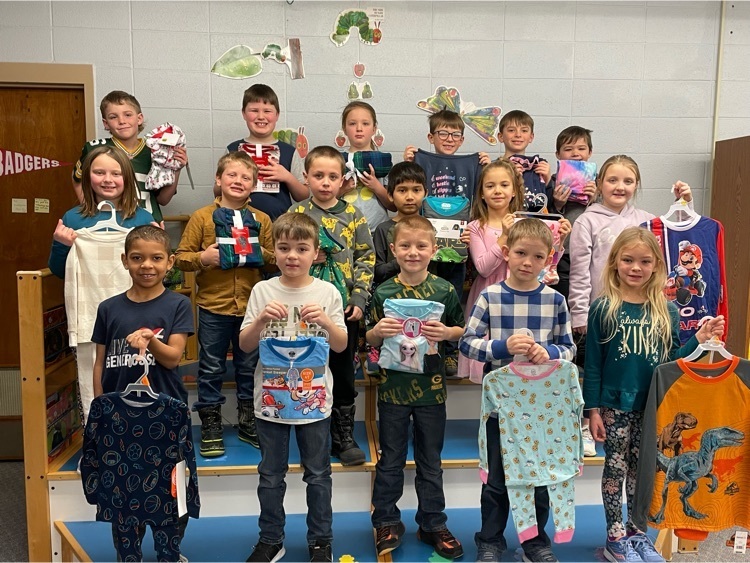 Second graders  with their pajama donations for the Wausau Women’s Shelter  