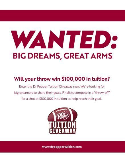 Dr. Pepper Tuition GiveAway