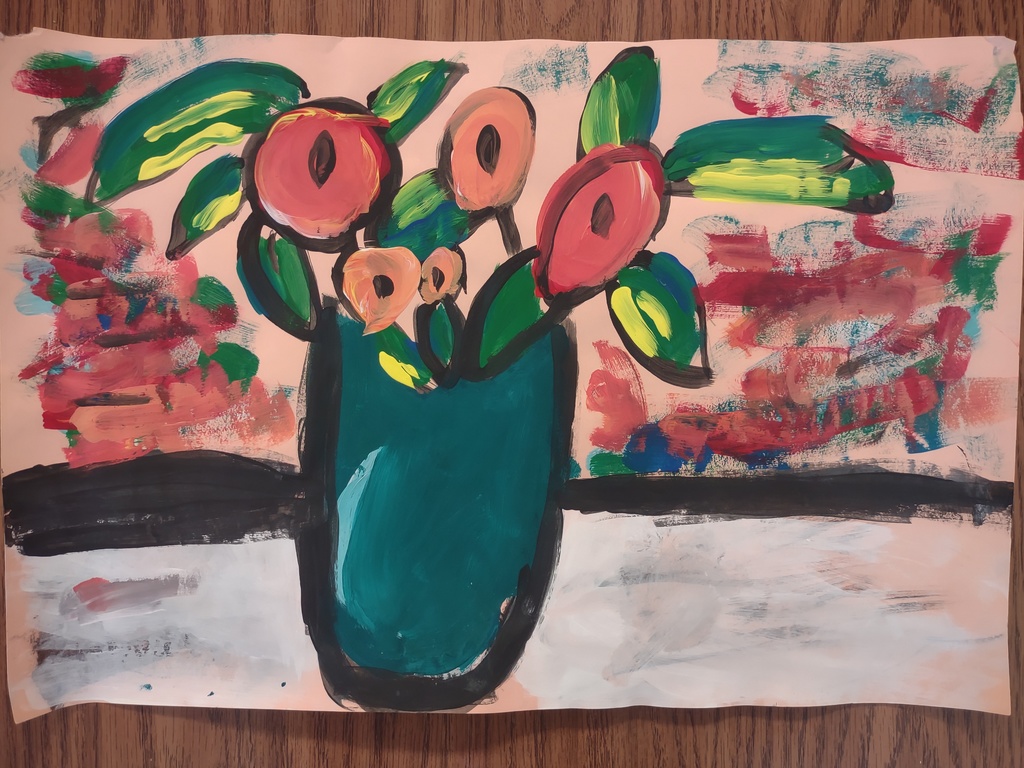 Painted Vase with Flowers