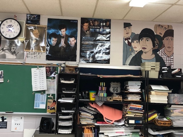 Murals, posters and clocks-a hint of who I am as a teacher.
